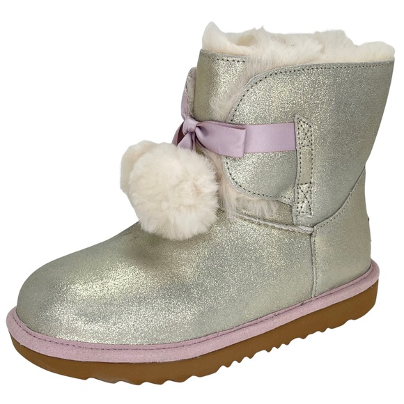 UGG Other - UGG Gita Metallic Leather Fur Lined Ankle Boots Girls Big Kid Size 4M